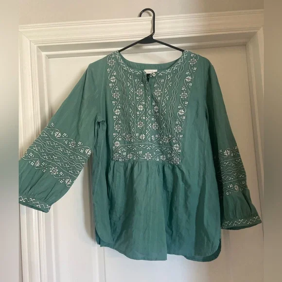 Embroidered Cotton Dobby Top - Picture 2 of 5